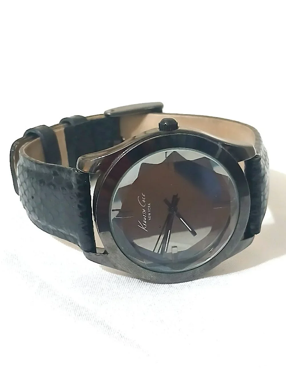 Kenneth Cole New York KC2669 Watch 35mm Faceted Crystal Leather Untested